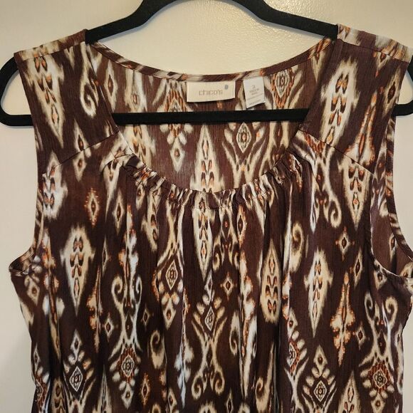 Chicos Womens Sleeveless Patterned Blouse Size Chicos 3 (XL) - Picture 3 of 5